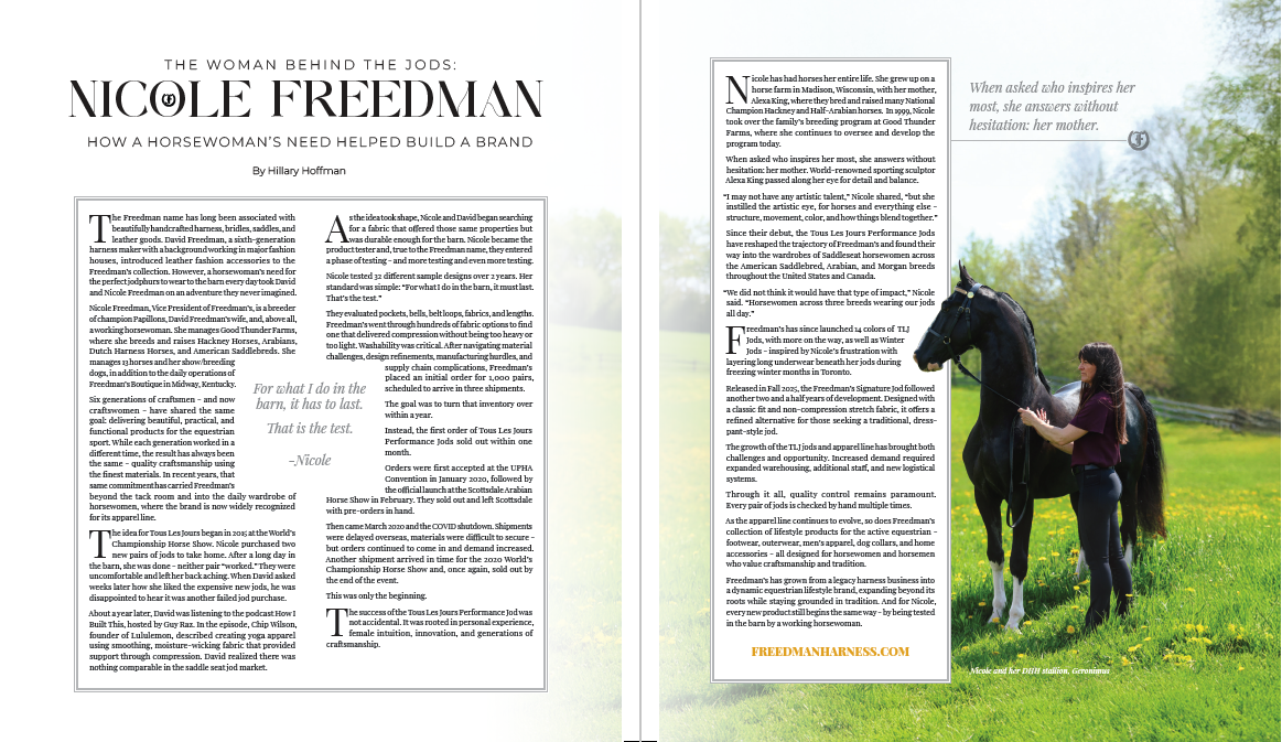 Freedman's Saddlery advertorial editorial layout